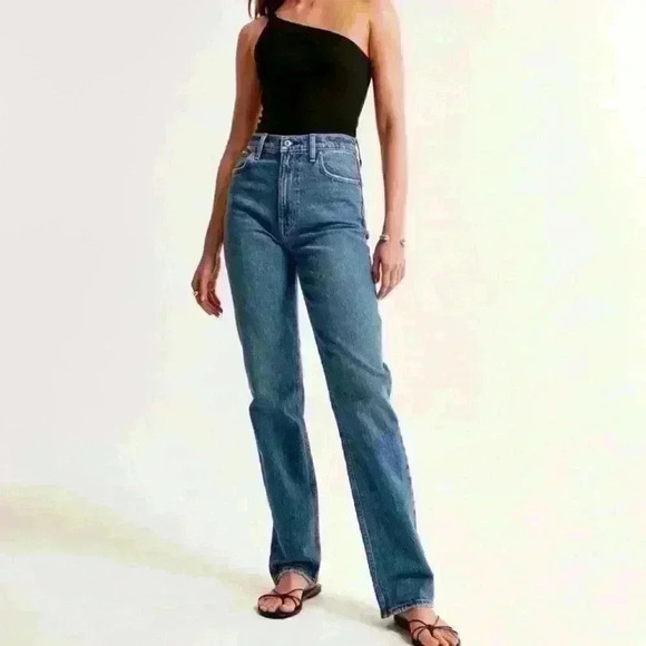 Abercrombie & Fitch Curve Love Ultra High Rise 90s Straight sz 26/2L (as is) - Picture 14 of 16